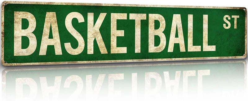 Rasonus Basketball Gifts for Boys 8-12 Accessories Basketball Room Decor Vintage Street Signs Bedroom Wall Art Gear for Teen Boys 12-14 - Image 1